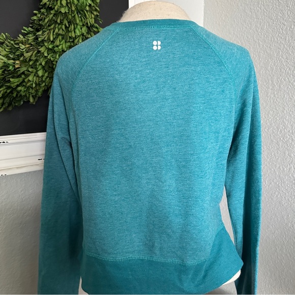 Sweaty Betty Crop Crewneck Long Sleeve Sweatshirt Teal Green - Size XS - Picture 5 of 6